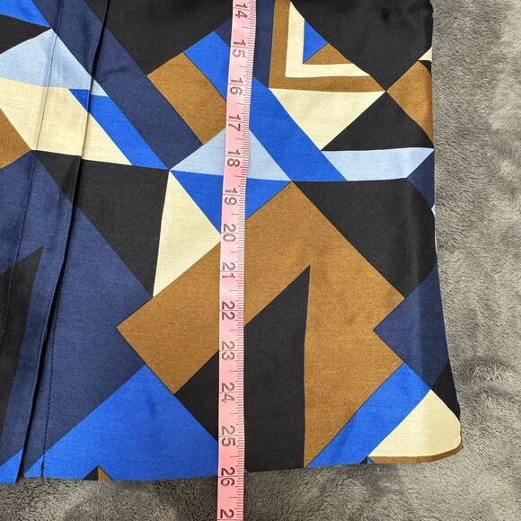 J.CREW COLLECTION Wool-silk cubist Size 10 geometric print blue top Jenna Lyons - Picture 9 of 9